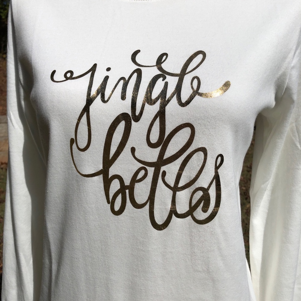 NEW Kim Rogers Jingle Bells Christmas Holiday Graphic Long Sleeve Shirt Small S - Picture 7 of 7